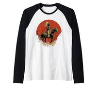 Native American Indian Chief Horse Ride Feather Headdress Raglan Baseball Tee