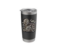 Native American Indian Chief Skeleton Motorcycle Biker Stainless Steel Insulated Tumbler