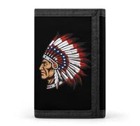 Native American Indian Chief Trifold Wallet Slim Wallets with ID Window Credit Card Pockets for Men Women