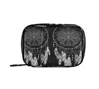 Native American Indian Dream Catcher Feathers Talisman Pill Case with Removable Internal Plastic Boxes Organizer, Small Medicine Bag Holder Zippered Carrier for Travel Storage Container