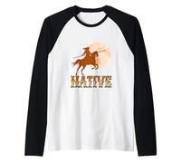 Native American Indian Feather Headdress Heartbeat Pulse Men Raglan Baseball Tee