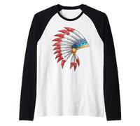 Native American Indian Headdress Heritage Roots Raglan Baseball Tee
