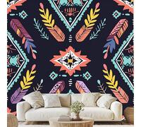 Native American Indian Mural Wallpaper Tribal Feather Pattern Wall Stickers Boho Geometric Non-Woven Wall Paper 400x280 cm Peel and Stick Paper for Living Room Bedroom zw201x