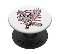 Native American Indian Red-Tailed Hawk USA Flag Patriotic PopSockets Adhesive PopGrip