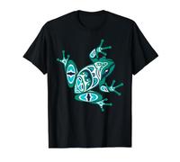 Native American Indian Style Frog Art Pacific Northwest Value Graphic T-Shirt, Men, Black, XL
