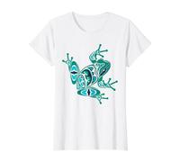 Native American Indian Style Frog Art Pacific Northwest Value Graphic T-Shirt, Women, White, S