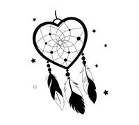 Native American Indian Talisman Dream Catcher with Hearts and Feathers Boho Style Tribal Symbol Wall Stickers 38x50.8cm Multi Color Selection Black