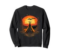 Native American Indian Tribe Landscape Sunset Tipi Tent Sweatshirt