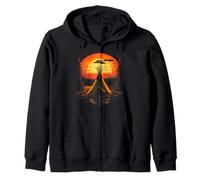 Native American Indian Tribe Landscape Sunset Tipi Tent Zip Hoodie