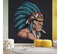 Native American Indian Wall Sticker, Southwestern Tribal Murals Self Adhesive Photo, Indian Ethnic Boho Wallpaper PVC Murals for Bedroom, Living Room Wall Art 260x175 cm