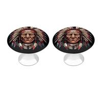 Native American Indian Warrior Face Funny Round Cabinet Knobs Stainless Steel Drawer Pulls Door Handles Decoration
