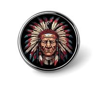 Native American Indian Warrior Face Round Lapel Pin Button Brooch Tie Badge Elegant Hat Clothing Jewelry Accessories