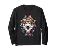 Native American Indian Wolf Head Tribal Bohemian Native Wolf Long Sleeve T-Shirt
