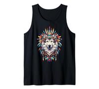 Native American Indian Wolf Head Tribal Bohemian Native Wolf Tank Top