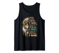 Native American Indian Wolf Saying Listen to The Wind Tank Top