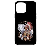 Native American Indian Woman Tribal White Wolf Mother's Day Case for iPhone 13 Pro Max