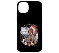 Native American Indian Woman Tribal White Wolf Mother's Day Case for iPhone 14 Plus