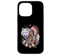 Native American Indian Woman Tribal White Wolf Mother's Day Case for iPhone 14 Pro Max