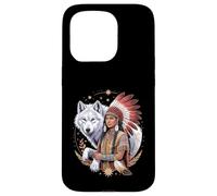 Native American Indian Woman Tribal White Wolf Mother's Day Case for iPhone 15 Pro