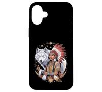 Native American Indian Woman Tribal White Wolf Mother's Day Case for iPhone 16 Plus
