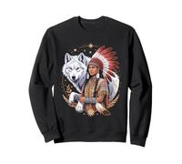 Native American Indian Woman Tribal White Wolf Mother's Day Sweatshirt