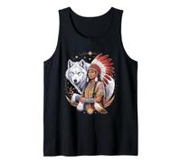Native American Indian Woman Tribal White Wolf Mother's Day Tank Top