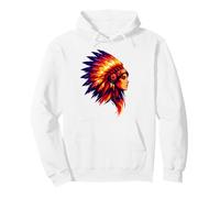 Native American Indian Woman With Colorful Headdress Pullover Hoodie