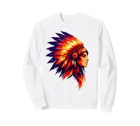 Native American Indian Woman With Colorful Headdress Sweatshirt