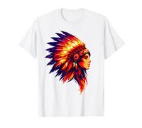 Native American Indian Woman with Colorful Headdress T-Shirt