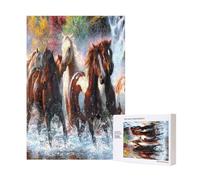 Native American Indians Horses,300 Pieces Wooden Jigsaw Family Game Jigsaw Puzzles for Adults Teens