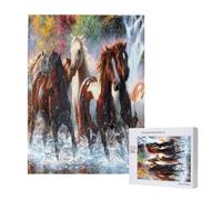 Native American Indians Horses,500 Pieces Wooden Jigsaw Family Game Jigsaw Puzzles for Adults Teens
