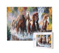 Native American Indians Horses,500 Pieces Wooden Jigsaw Family Game Jigsaw Puzzles for Adults Teens Home Decor