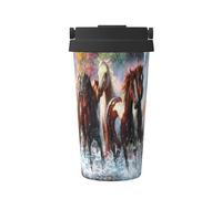 Native American Indians Horses,500ml Coffee Mug Insulated Stainless Steel Water Bottle Portable Coffee Cup