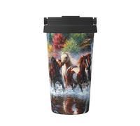 Native American Indians Horses,500ml Coffee Mug Insulated Stainless Steel Water Bottle Portable Coffee Cup