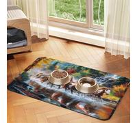 Native American Indians Horses,Waterproof Pet Feeding Mat,Cat Dog Placemats for Food and Water, PU Leather Food Mats,40x60cm