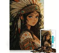 Native American Inspired Anime Girl Jigsaw Puzzles for Adults1000 Piece Mind Exercise Toy Indoor Fun Precision Cut (38x52cm)