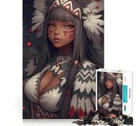 Native American Inspired Anime Girl Jigsaw Puzzles for Adults1000 Pieces Intellect Toy Calming Play Quality Cut Wall Art Decor (50x75cm)