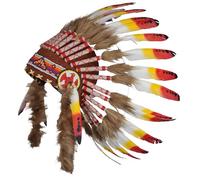 Native American Inspired Headdress - Handcrafted with Genuine Feathers, Beads & Leather Detailing (Small)