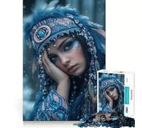 Native American Inspired Portrait 1000 Pieces Jigsaws Adults Puzzles Gifts Memory Upgrade Leisure Time Sharp Cut Wall Art Decor (38x52cm)