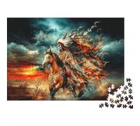 Native American Jigsaw Puzzle 1000 Piece Recyclable Material Mohican Warrior Puzzles for Elderly Relieve Senile Dementia Fun Activity Great Gift Idea 38x26cm/1000pcs