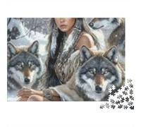 Native American Jigsaw Puzzle 1000 Pieces Recyclable Material Wolves Puzzles for Adults Fun Present & Activity for Home Great Gift Idea for Men 70x50cm/1000pcs
