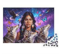 Native American Jigsaw Puzzles 1000 Pieces Recycled Material Wolves & Eagle Puzzles for Elderly Relieve Senile Dementia Fun Family Game Activity Home 38x26cm/1000pcs