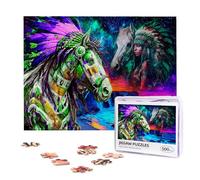 Native American Jigsaw Puzzles for Adults 500 Pieces Indian Horse Wooden Puzzles for Adults Beautiful Landscapes Native American Puzzle for Home Decoration Gifts Family Challenging Puzzle Game