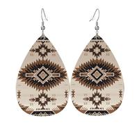 Native American Leather Earrings Dangle Drop for Women Lightweight Teardrop Earrings Pendant Christmas Birthday Gift Fashion Jewelry Outfits Accessories