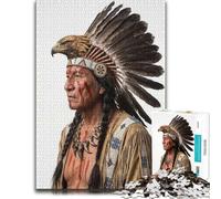 Native American Man with Eagle Headdress Jigsaw Puzzle, 500 Pieces | A focused indoor hobby: solo or shared leisure on quiet evenings.