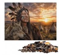 Native American Man with Wolf Headdress Jigsaw Puzzle, 1000 Pieces