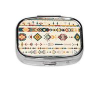 Native American Mini Pill Box Metal Travel Medicine Organizer with 2 Compartments Pocket-Sized Pill Container
