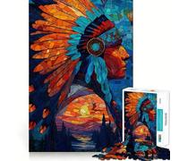 Native American Mosaic Art Hard Jigsaw Puzzle for Adults 1000 Pieces Think Toy Peaceful Fun Clean Cut Fine Art Piece (38x26cm)