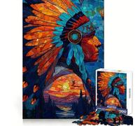Native American Mosaic Art Hard Jigsaw Puzzle for Adults 1000 Pieces Think Toy Peaceful Fun Clean Cut Fine Art Piece (38x26cm)
