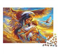 Native American Mother 1000 Piece Puzzles Colorful Native Mother Daughter Wall Decoration Educational Game Gifts Puzzles for Adults Jigsaw Puzzles for Adults 52x38cm/1000pcs